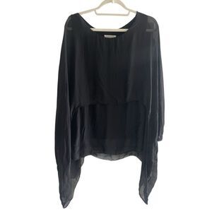 Cobble Stone Italian Silk Blouse Top Women’s Sz Medium Made in Italy Minimalist